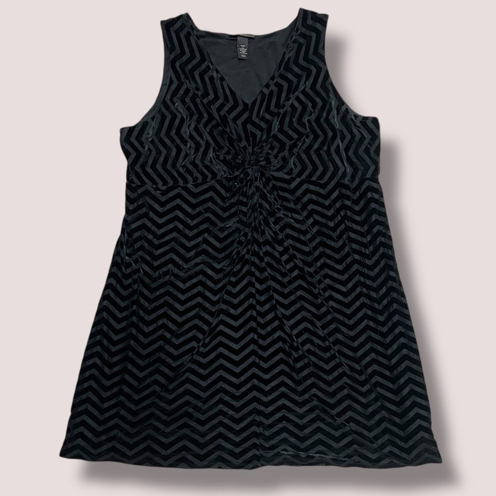 Lane Bryant Black Chevron Velvet Burnout Sleeveless Dress Plus Size 26/28